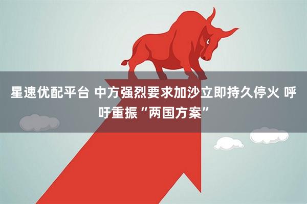 星速优配平台 中方强烈要求加沙立即持久停火 呼吁重振“两国方案”