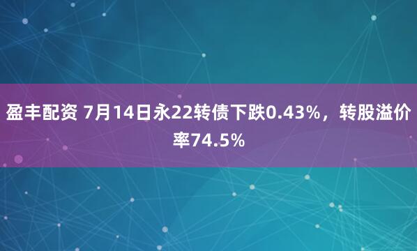 盈丰配资 7月14日永22转债下跌0.43%，转股溢价率74.5%