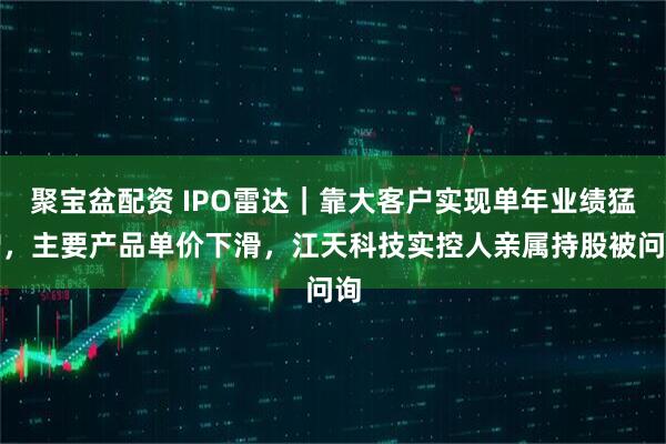 聚宝盆配资 IPO雷达｜靠大客户实现单年业绩猛增，主要产品单价下滑，江天科技实控人亲属持股被问询