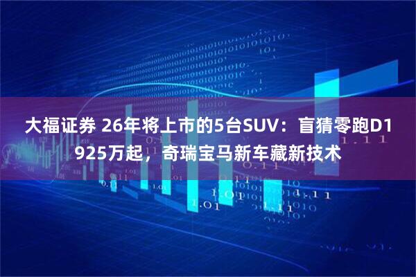 大福证券 26年将上市的5台SUV：盲猜零跑D1925万起，奇瑞宝马新车藏新技术